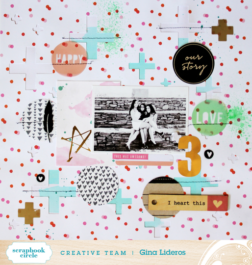 Gina lideros our story scrapbook circle march kit layout