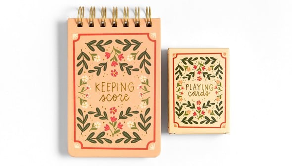 Floral Game Night Set of Playing Cards & Scorekeeping Notebook gallery