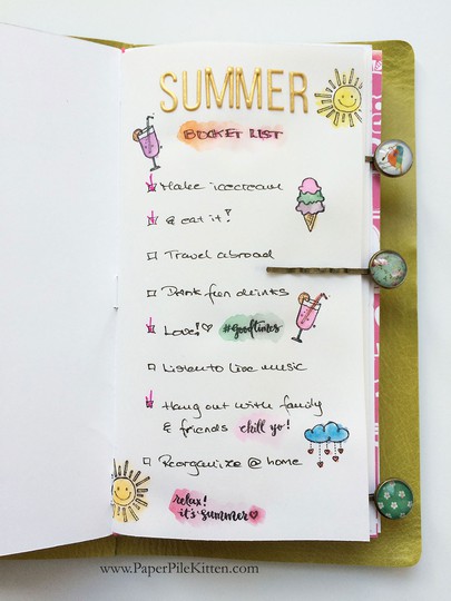 Summer Bucket List in Traveler's Notebook