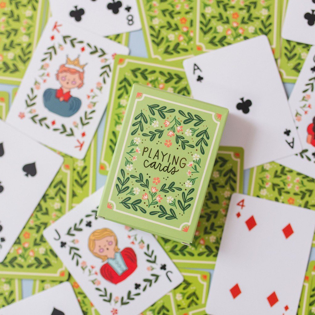 Green Floral Deck of Playing Cards item