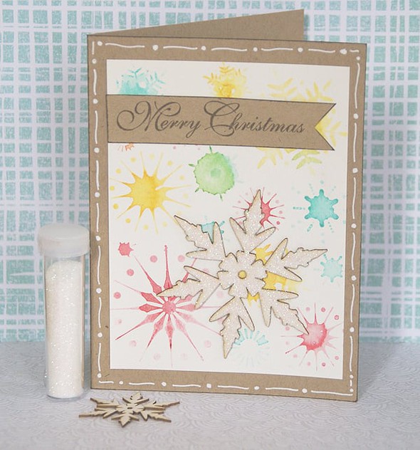2 watercolor background & chipboard element Christmas cards by Saneli gallery