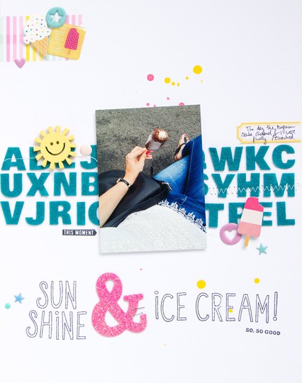 Sun icecream scrapbooking layout scatteredconfetti freckledfawn june scrapbookwerkstatt 1 original