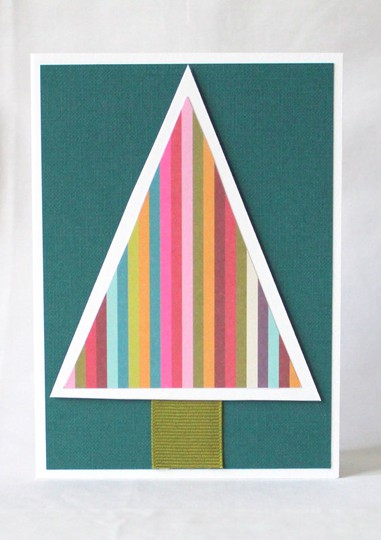 Minimalist Stripey Tree Christmas Card