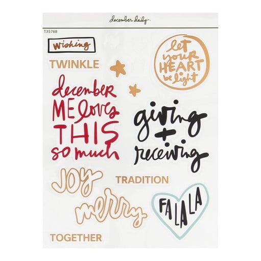 Picture of Holiday Phrases 6x8 Large Clear Sticker Sheet