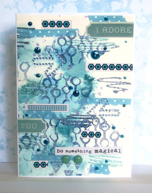 Set of blue mixed media cards by Saneli gallery