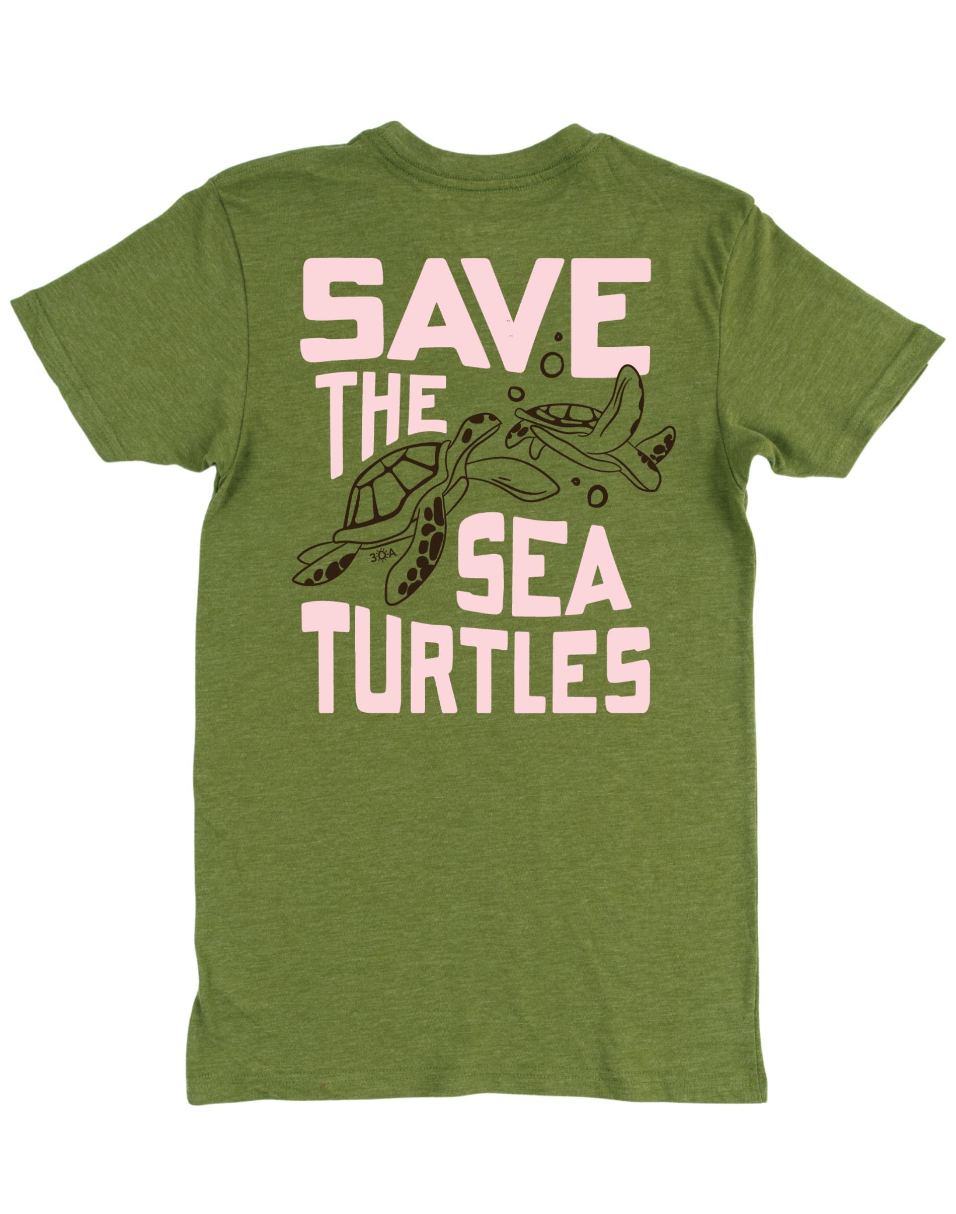 Save The Sea Turtles Men Short Sleeve Tee - Sage - 30A Gear