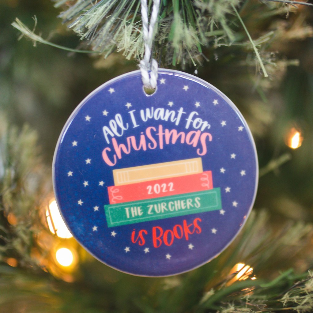 All I Want For Christmas Is Books Customizable Ornament item