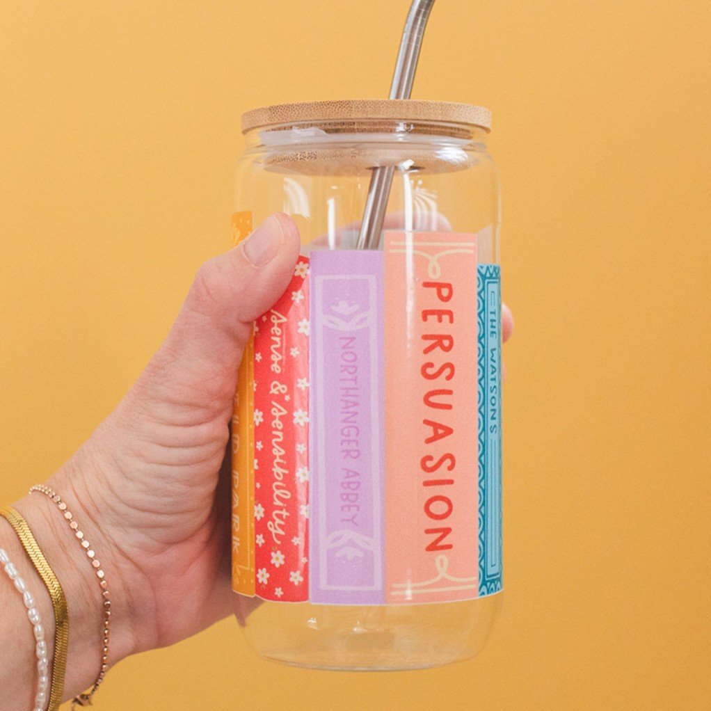 Jane Austen Books Glass Can item