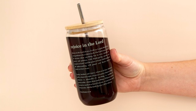 Rejoice In The Lord Glass Can , 1 of 3