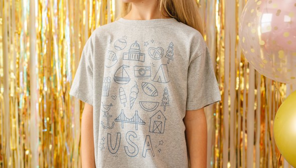 USA Outlined Icons Pippi Tee - Youth - Ash gallery