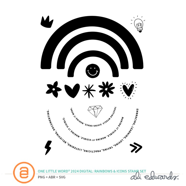 Ali Edwards Design Inc. One Little Word® 2024 Rainbows + Icons