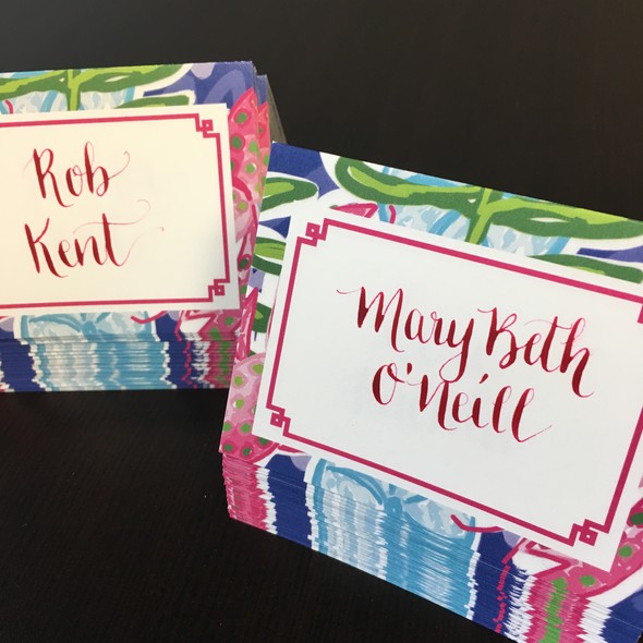 Pink Calligraphy Place Cards by JennilynFT gallery
