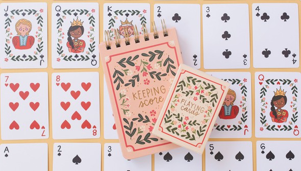 Floral Game Night Set of Playing Cards & Scorekeeping Notebook gallery