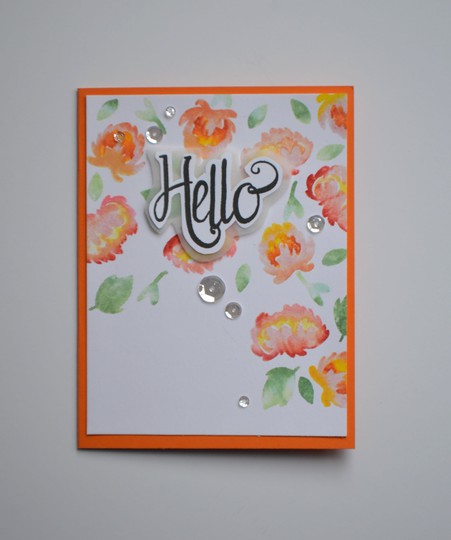 Hello spritzed floral card original