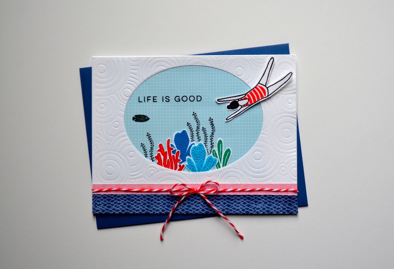 Life is good swimmer card original
