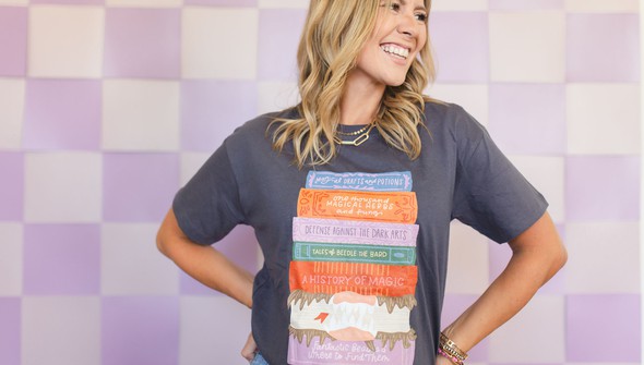 Magic School Book Stack Tee - Graphite gallery