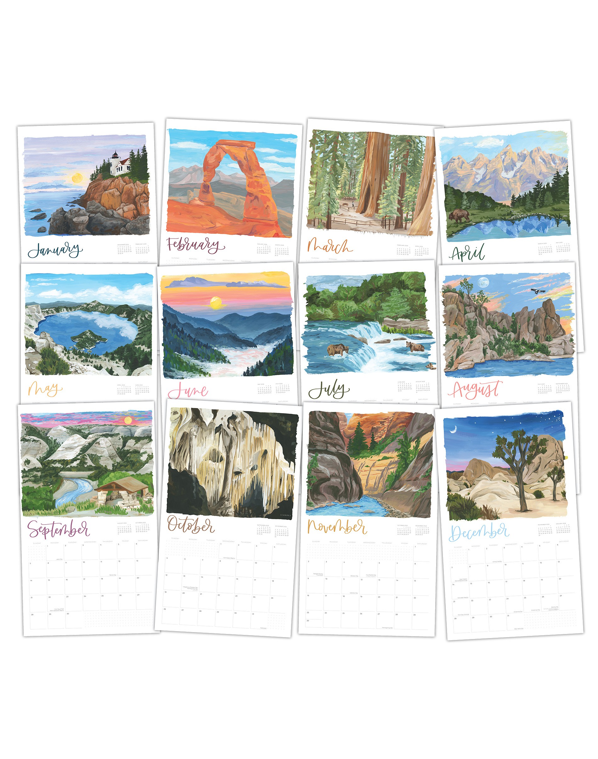 2025 National Parks Wall Calendar 1canoe2