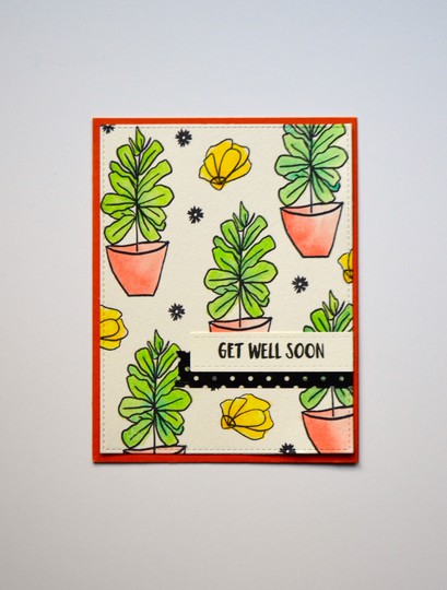Get well soon potted plant card original