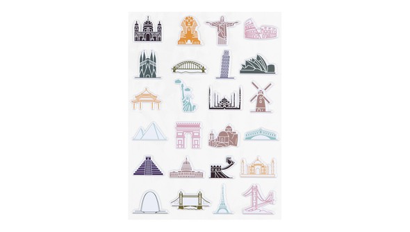 World Icons Puffy Sticker Sheet gallery
