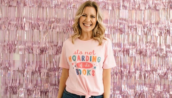 It's Not Hoarding If It's Books Pippi Tee - Blush gallery