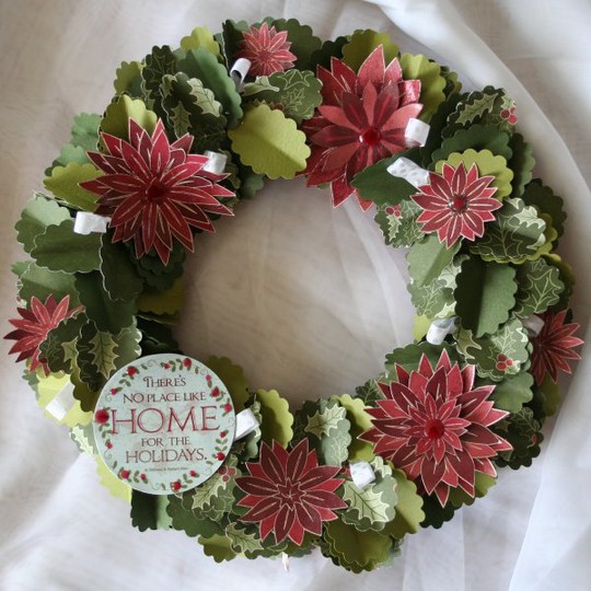 paper holly wreath