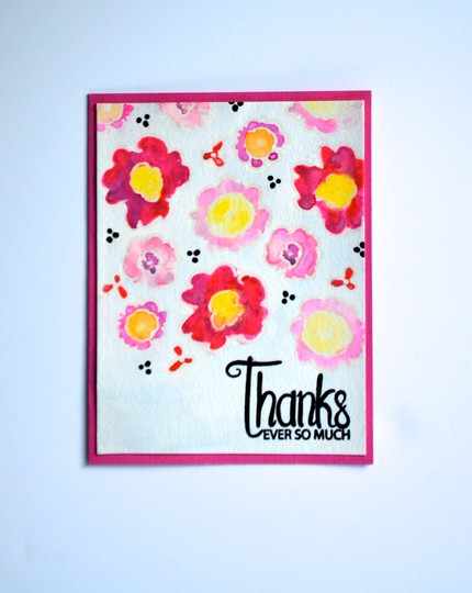 Thanks watercolor floral card original