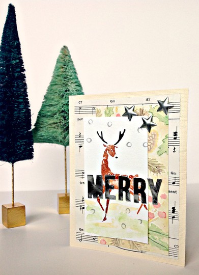 Watercolor Stamped Holiday Card
