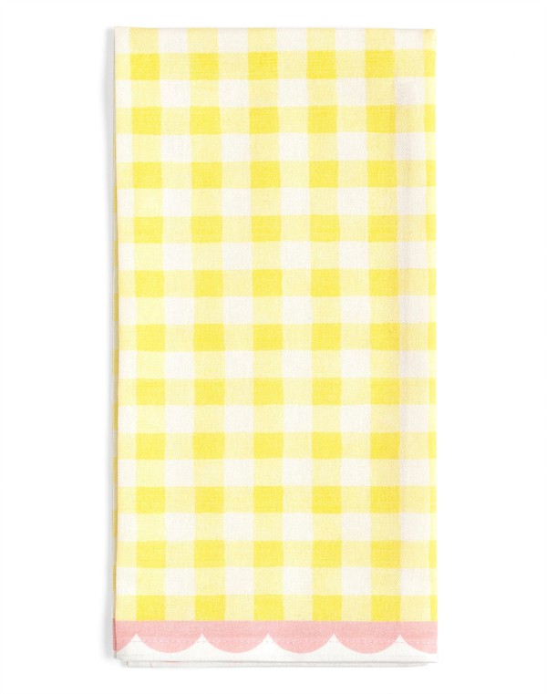 Yellow Gingham Scalloped Tea Towel, 1 of 11