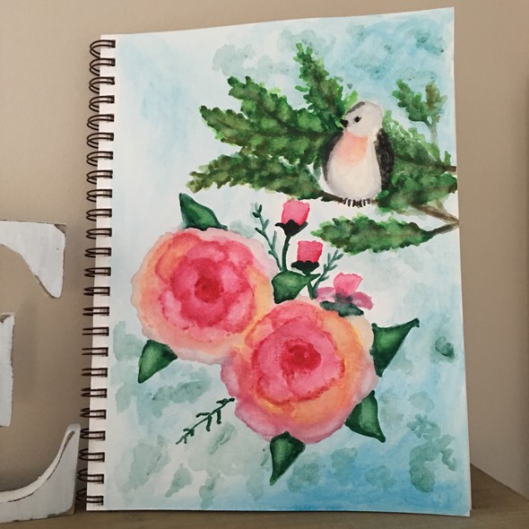 Watercolor roses and bird by mcadesigns gallery