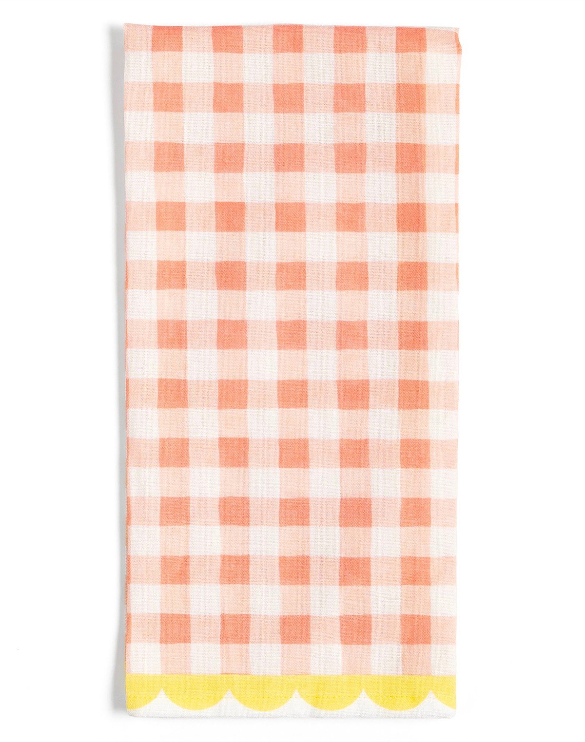 Peach Gingham Scalloped Tea Towel item