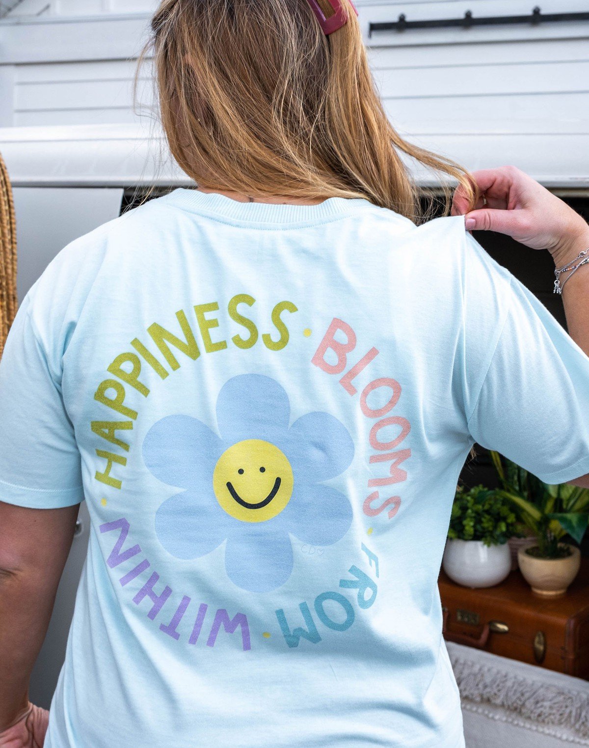 Happiness Blooms From Within Callie Tee - Sea Salt item