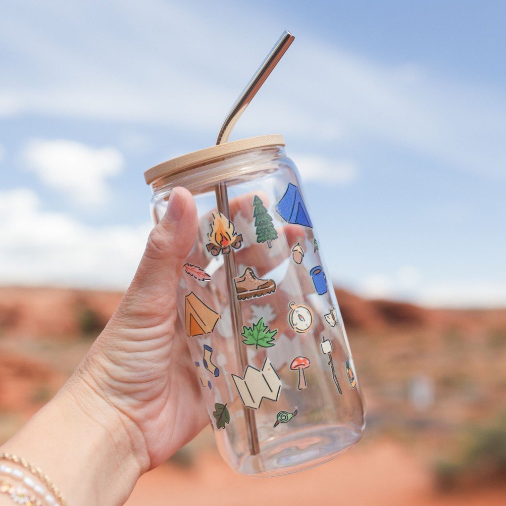 Camping Icons Glass Can item