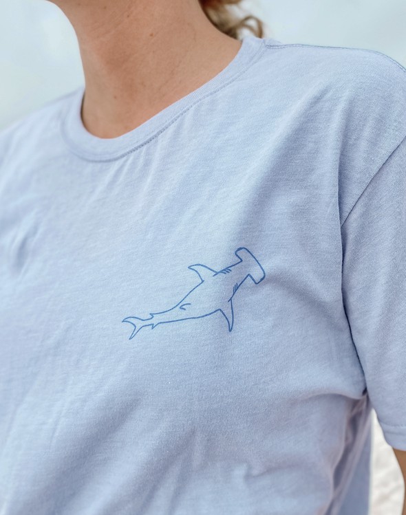 Save The Sharks Women Short Sleeve Tee - Dusty Blue - 30A Gear