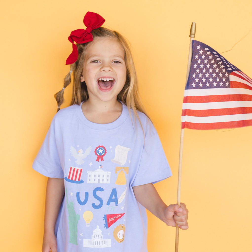 USA Illustrations - Youth Pippi Tee - Dusty Blue item