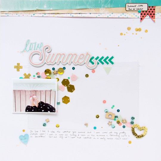 Love summer scrapbooking layout scatteredconfetti cratepaper poolside diy 1 original