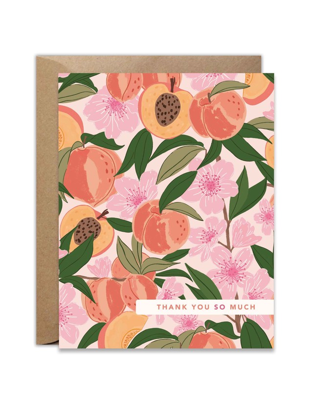 Thank You So Much Peach Blossom Greeting Card, 1 of 1