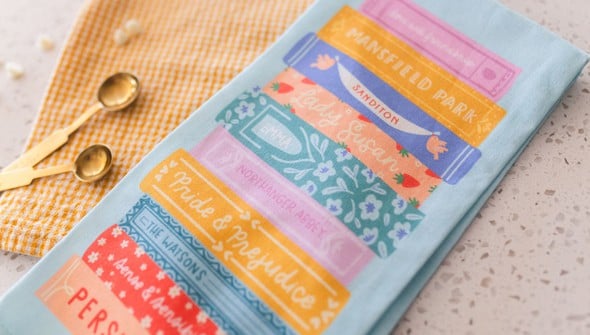 Jane Austen Book Stack Tea Towel gallery