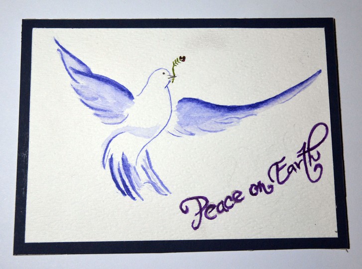 Christmas Peace Dove Watercolor Card