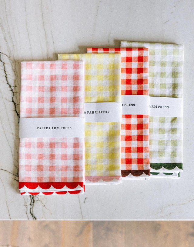 Yellow Gingham Scalloped Tea Towel, 10 of 11
