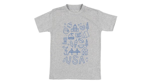 USA Outlined Icons Pippi Tee - Youth - Ash gallery