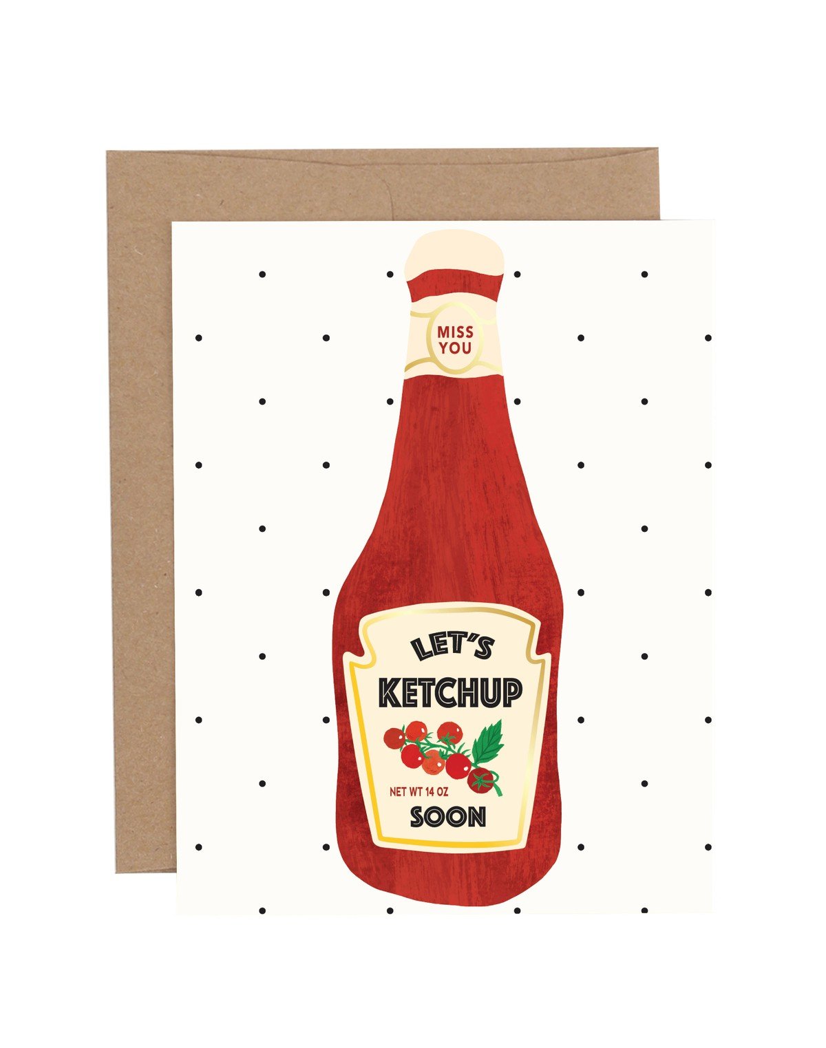 Miss You Ketchup Bottle Tomato Greeting Card item
