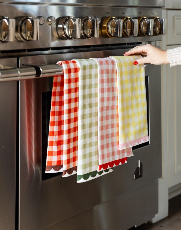 Yellow Gingham Scalloped Tea Towel, 9 of 11