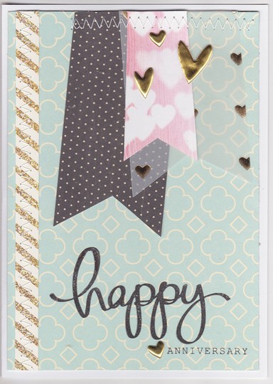 Anniversary card with hearts and banners