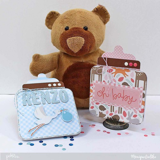 Bottle Shaped Cards - Pebbles Lullaby Collection