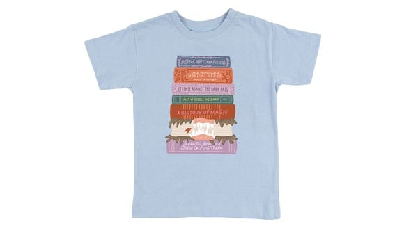 Magic School Book Stack - Youth Pippi Tee - Dusty Blue gallery