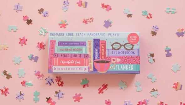 Romance Novels Bookshelf - 400 Piece Panoramic Jigsaw Puzzle gallery