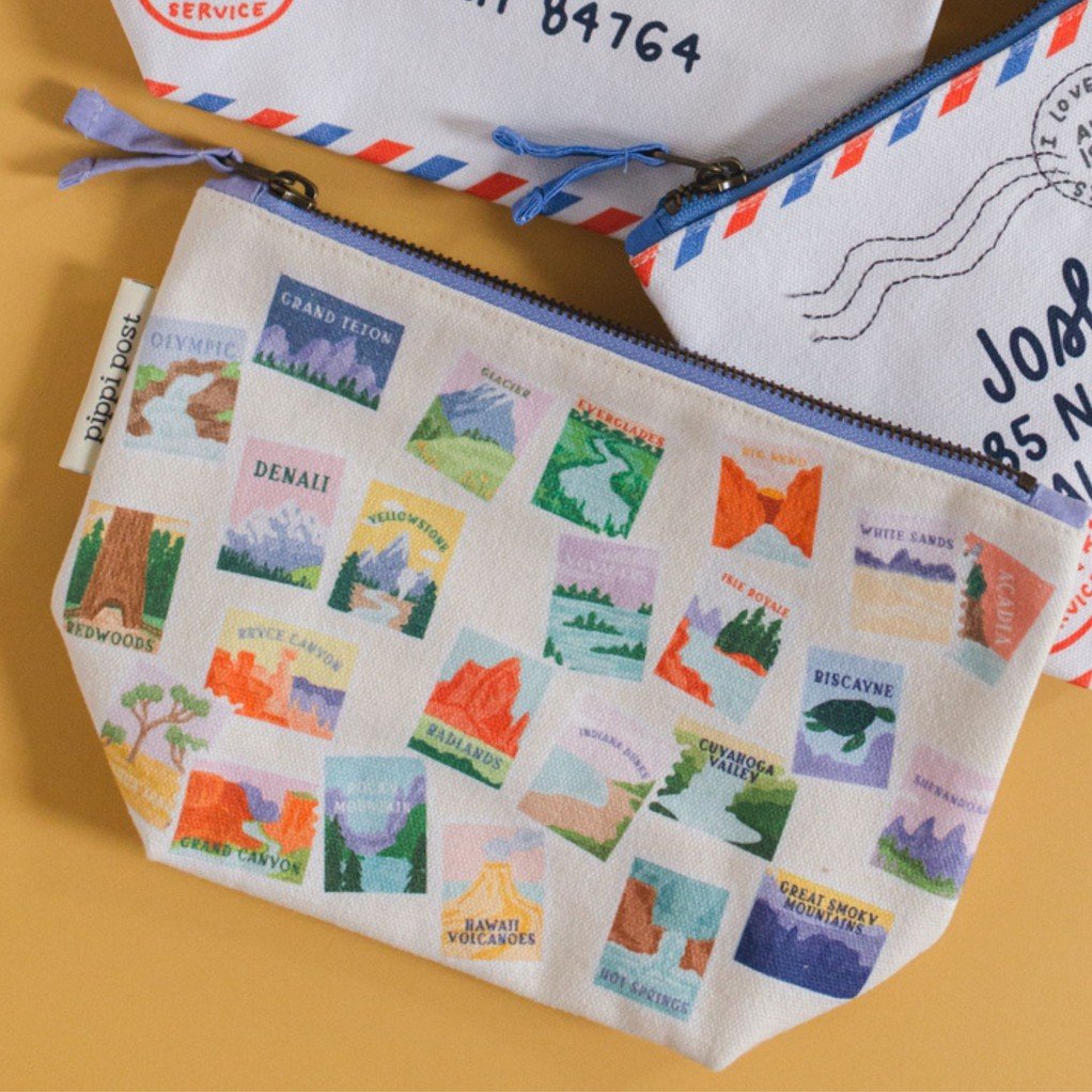 National Parks Stamps Canvas Pouch  item
