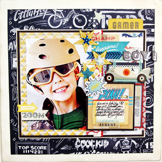 Pow! crate paper layout by christine middlecamp