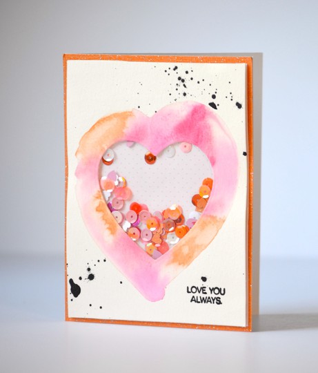 Love You Always Watercolored Shaker Card