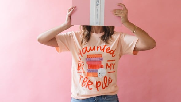 Haunted By My TBR Pile - Pippi Tee - Peachy Pink gallery